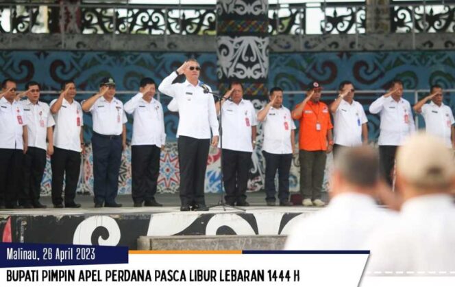 
 Bupati Malinau Wempi W Mawa, S.E., M.H. Pimpin Apel Perdana Pasca Libur Lebaran, Rabu (26/04/2023).