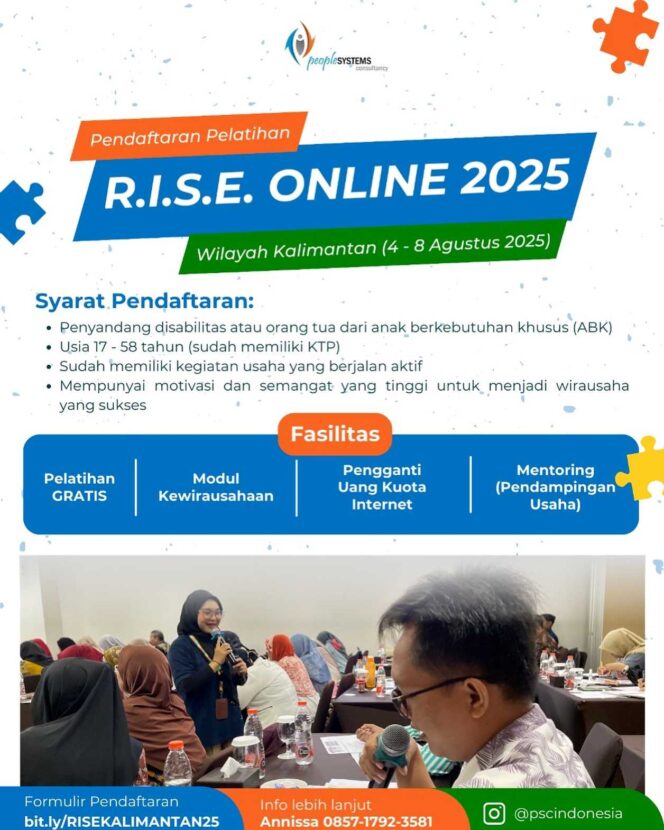 
 Informasi Pelatihan Kewirausahaan R.I.S.E Kelas Standard Online bagi Penyandang Disabilitas
