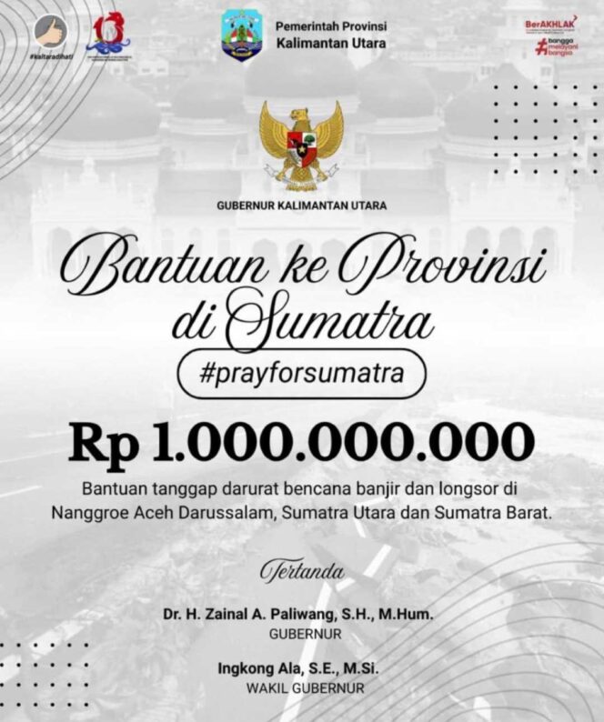 
 Pemprov beri bantuan keuangan tanggap bencana Rp1 Miliar di Sumatera