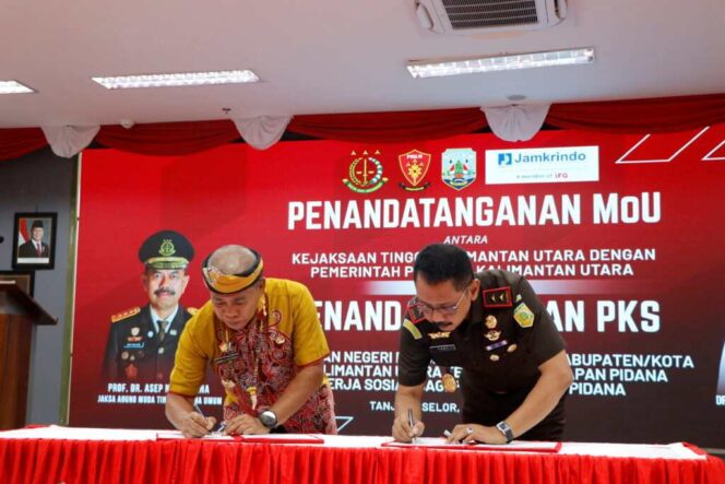 
 Perkuat Sinergi Penegakan Hukum, Pemprov bersama Kejati Kaltara Teken Penandatanganan Nota Kesepahaman tentang Pidana Kerja Sosial